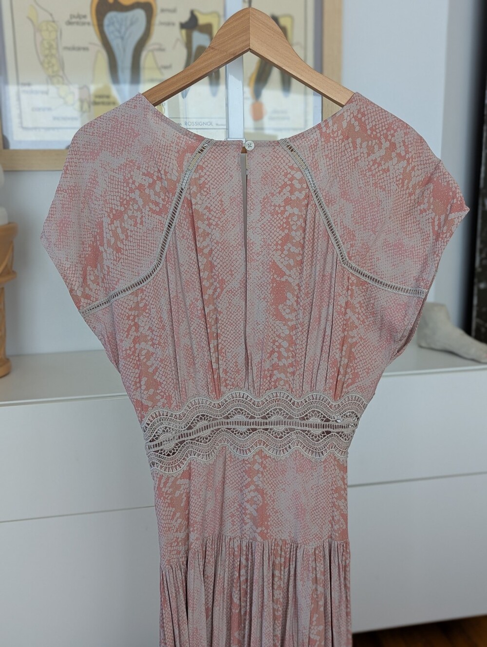 Boho Maxi Dress in Blush Pink with Lace Trim 2 - Picture 7 of 13